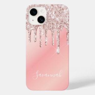 Coque Case-Mate iPhone Rose rose nom or gouttes