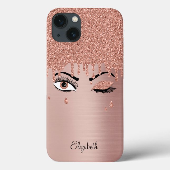 Coques Case-Mate iPhone Rose Rose or Eyelashes gouttes (Verso)