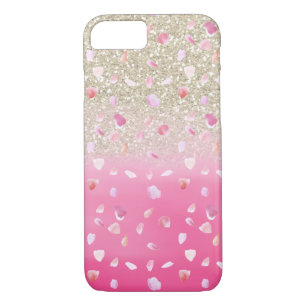 Coque Case-Mate Pour iPhone Rose rose Pétales Aquarelle Faux Gold Parties scin