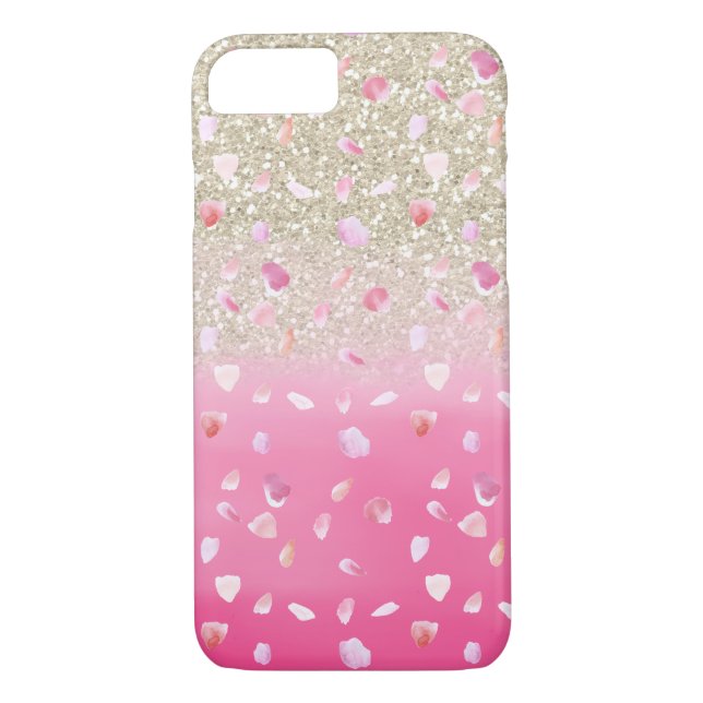 Coques Case-Mate iPhone Rose rose Pétales Aquarelle Faux Gold Parties scin (Dos)