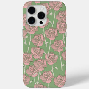 Coque Case-Mate iPhone Rose rose verte Retro Y2K les années 70 Motif de f