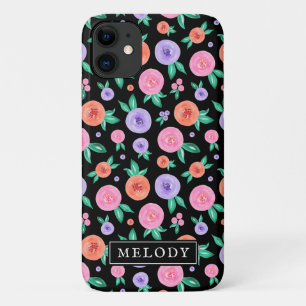 Case-Mate iPhone Case Rose rose / violet couleur Motif sur noir