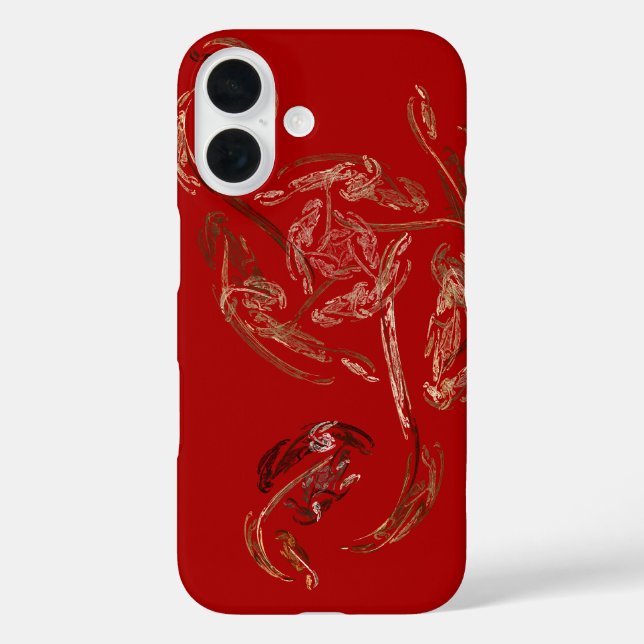 Coques Case-Mate iPhone rose rouge abstrait feuille d'or (Verso)