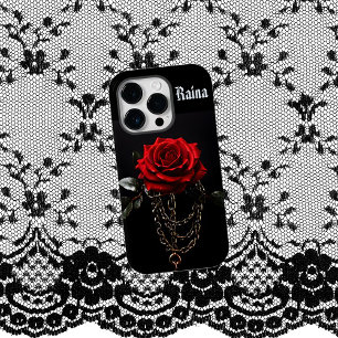 Coque Case-Mate iPhone Rose rouge dans Chains Goth
