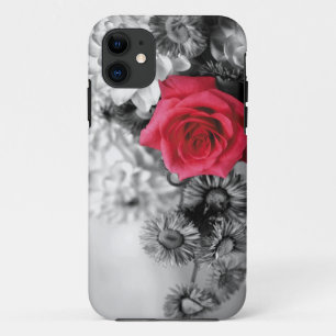 Coques Pour iPhone Rose rouge élégant avec l'arrière - plan noir e