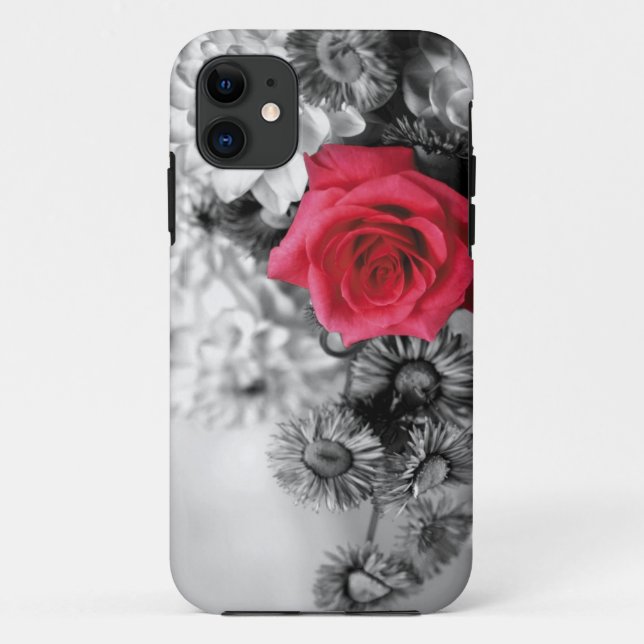 Coques Case-Mate iPhone Rose rouge élégant avec l'arrière - plan noir et (Dos)