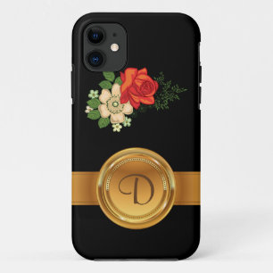 Case-Mate iPhone Case Rose rouge et marguerites Monogramme personnalisé