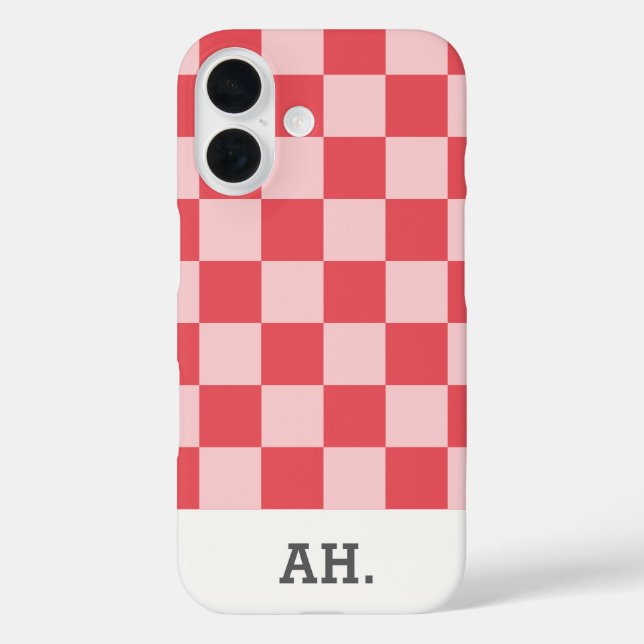 Coques Case-Mate iPhone Rose Rouge Monogramme Moderne à Damier  (Verso)