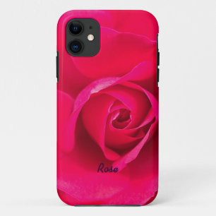 Coque iPhone 11 Rose rouge romantique personnalisée v2