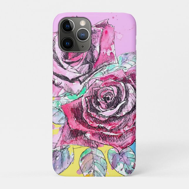Coques Case-Mate iPhone Rose Rouge Roses Aquarelle Florale Fleurs Fleur (Dos)