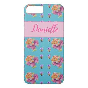 Case-Mate iPhone Case Rose rouge Shabby Chic Aqua Turquoise Floral Flowe