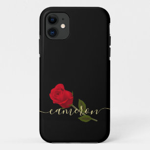 Case-Mate iPhone Case Rose Rouge Sur Noir Et Or Monographié