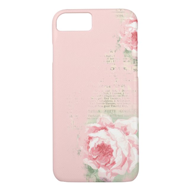 Coques Case-Mate iPhone rose roux sur vieux journal (Dos)
