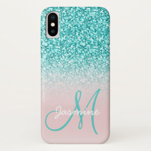 Case-Mate iPhone Case Rose turquoise Girly nommé Ombre de parties
