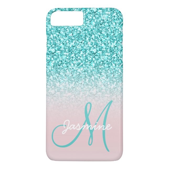 Coques Case-Mate iPhone Rose turquoise Girly nommé Ombre de parties (Dos)