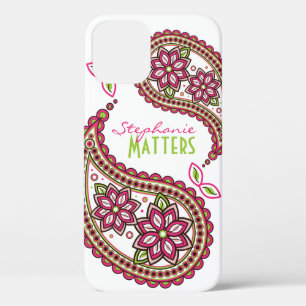 Coque Case-Mate iPhone Rose Vert Funky Paisley Personnalisé