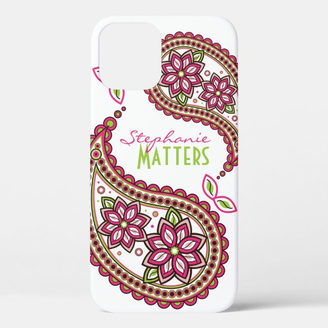 Coques Case-Mate iPhone Rose Vert Funky Paisley Personnalisé (Verso)