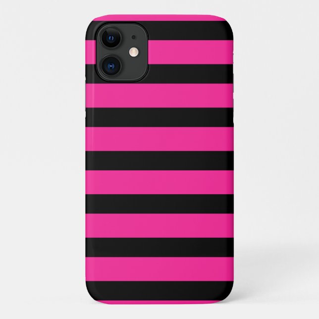 Coques Case-Mate iPhone Rose vif et noir à rayures mode rayures soirée (Dos)