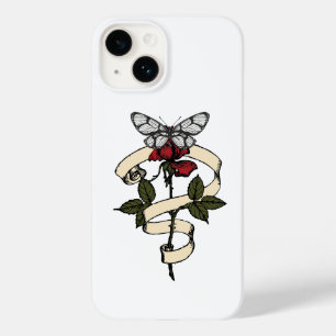 Coque Case-Mate iPhone Rose vintage & Mug papillon - Élégance botanique