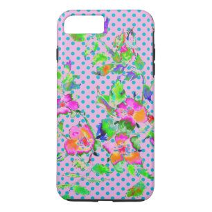 Coque Case-Mate iPhone Rose vintage - pois polka violet/bleu