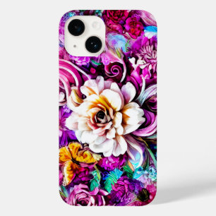 Coque Case-Mate iPhone Rose violet bleu Turquoise blanc Jardin Fleurs Ima