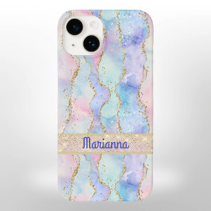 Coque Case-Mate iPhone Rose violet Pale Vert Aquarelle Parties scintillan