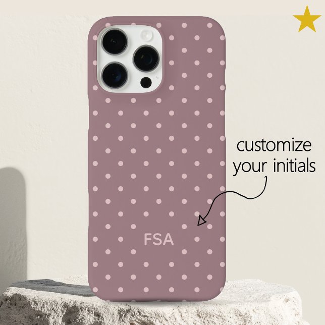 Coques Case-Mate iPhone Rose Violet Personnalisé Monogramme Micro Points (Créateur téléchargé)