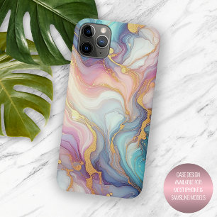 Coque Case-Mate iPhone Rose Violet Sarcelle Aqua Bleu Or Motif Artistique