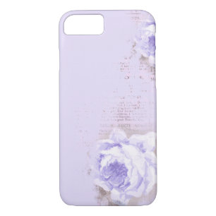 Coque iPhone 7 rose violet sur vieux journal