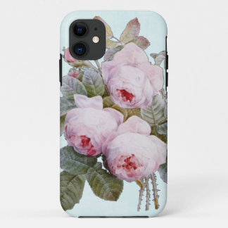 Coques Pour iPhone Roses anglais victoriens vintages sur des bleus