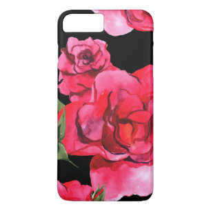 Coque Case-Mate Pour iPhone Roses aquarelle sur noir