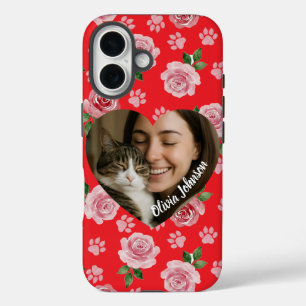 Coque Pour iPhone 16 Roses aquarelles personnalisées avec photo et empr