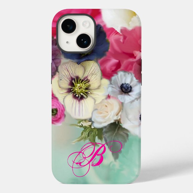 COQUES Case-Mate iPhone ROSES BLANCHES ET ROSES ET FLEURS D'ANÉMONE MONOGR (Verso)
