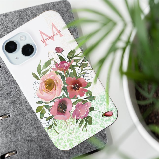 Coques Case-Mate iPhone Roses blanches roses (Pink white Roses Case-Mate iPhone Case with beautiful flowers)