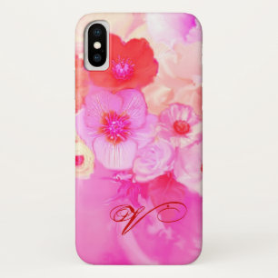 COQUES POUR iPhone ROSES BLANCHES ROUGES ET FLEURS D'ANÉONE ROSE MONO