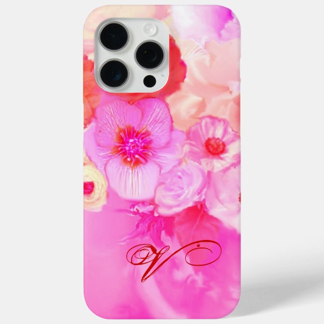 COQUES Case-Mate iPhone ROSES BLANCHES ROUGES ET FLEURS D'ANÉONE ROSE MONO (Verso)