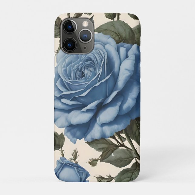 Coques Case-Mate iPhone Roses Bleus Et Feuilles Verts, (Dos)