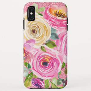 Case-Mate iPhone Case Roses d'aquarelle en Parties scintillant rose et c