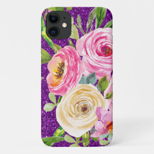 Case-Mate iPhone Case Roses d'aquarelle en Parties scintillant rose et c