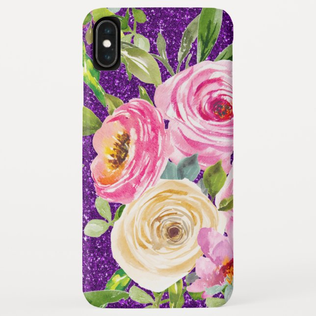 Coques Case-Mate iPhone Roses d'aquarelle en Parties scintillant rose et c (Dos)
