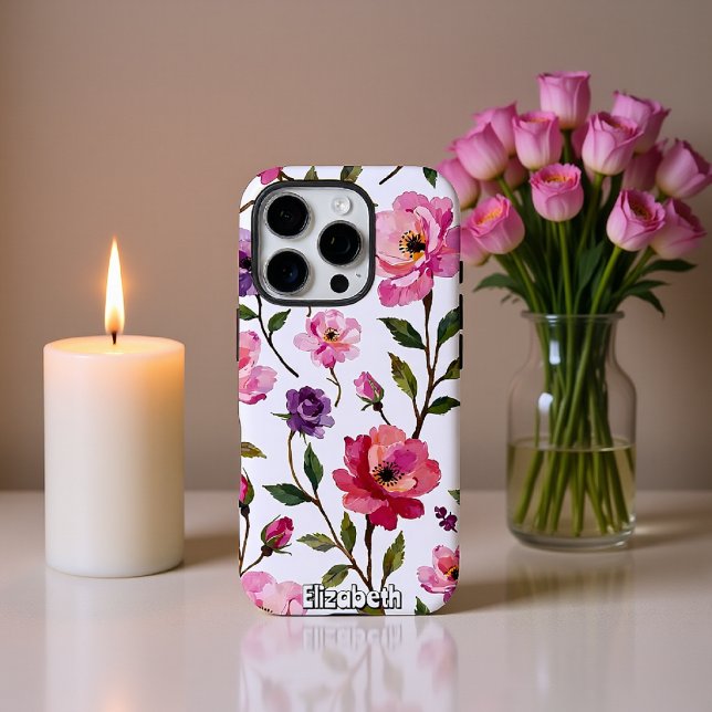 Coques Case-Mate iPhone Roses d'aquarelle Motif transparent (Créateur téléchargé)