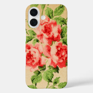 Coque Pour iPhone 16 Roses de jardin rose vintage sur Arrière - plan do