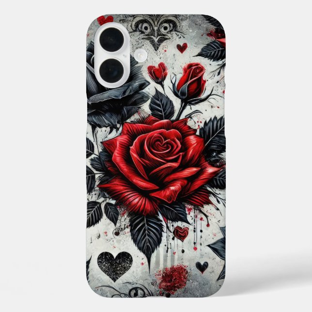 COQUES Case-Mate iPhone ROSES DE VALENTINE GOTHIQUE ROUGE ET NOIR (Verso)