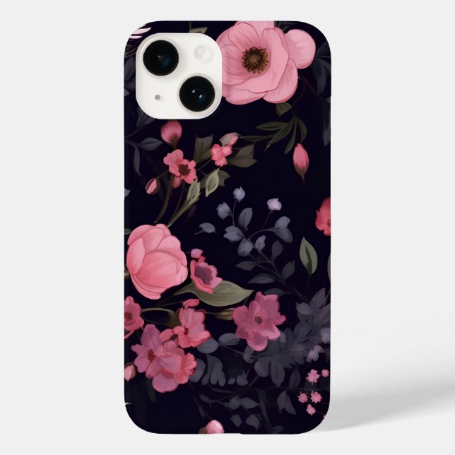Coques Case-Mate iPhone Roses d'été en noir (Verso)