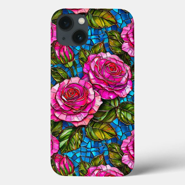 Coques Case-Mate iPhone Roses en mosaïque rose  (Verso)