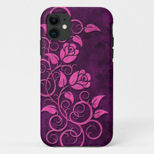 Coques Pour iPhone Roses en pierre de tourbillonnement, pourpres