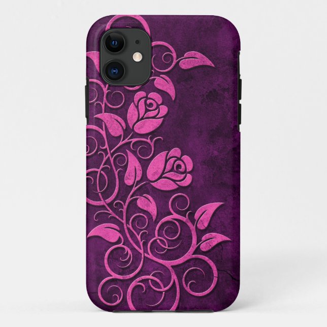Coques Case-Mate iPhone Roses en pierre de tourbillonnement, pourpres (Dos)