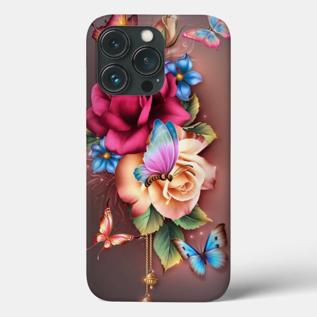 Coques Case-Mate iPhone Roses et papillons (Verso)