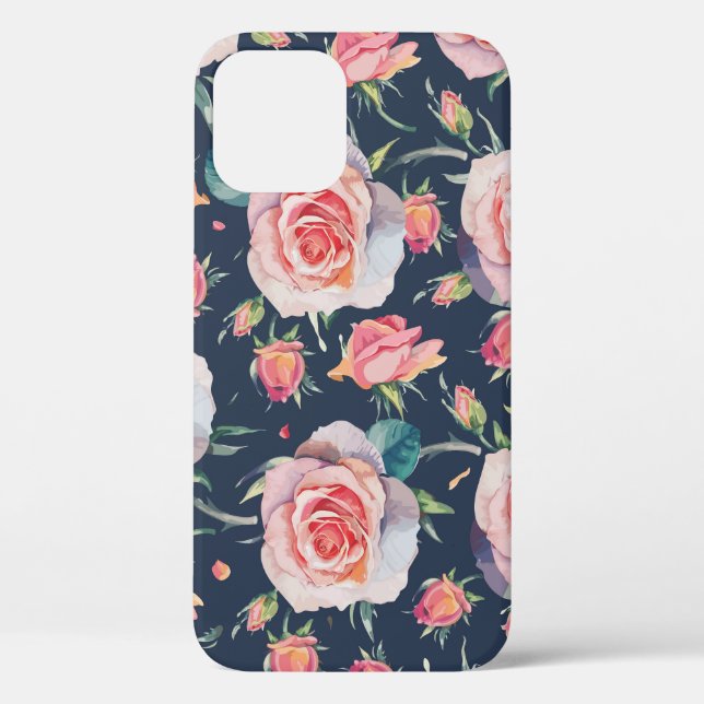 Coques Case-Mate iPhone Roses et Rosebuds : Floral Seamless. (Verso)