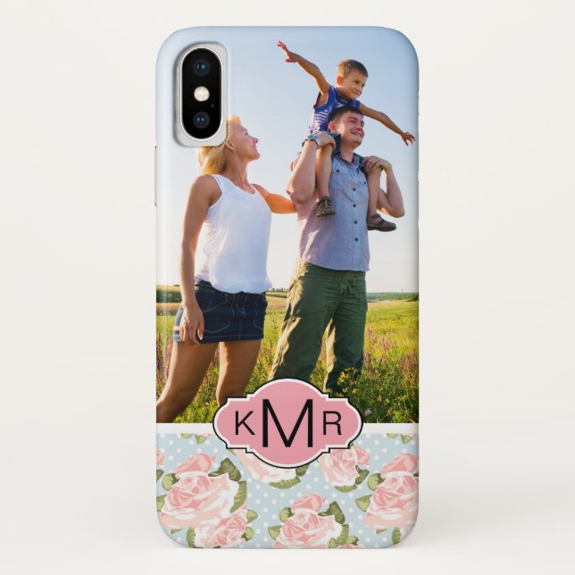 Coques Case-Mate iPhone Roses faits sur commande de photo et de monogramme (Dos)